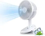 5.5In Personal Desk Fan Auto Oscillating Portable Clip On Fan, 4000mAh USB Rechargeable Strong Airflow Quiet Mini Fan with Clamp for Bed, Office Desk, Stroller, Camping