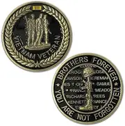 Vietnam Veteran Challenge Coin with Three Soldiers Graphic Licensed Military Apparel Patriotic Products Gifts for Veterans Families and Retired VetFriends.com
