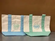 Trader Joe's Mini Pastel Canvas Tote Bags Set of 2 (Green, Blue)