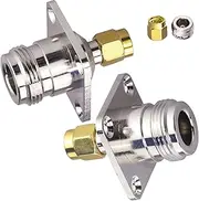 TUOLNK 2 Pack N Female to SMA Male 4 Holes Flange Panel Connector N Type to SMA RF Coaxial Solder Connector Chassis Mount Coax Adapter