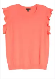 HALOGEN FLUTTER SLEEVE SWEATER TOP IN ROSE CORAL SIZE 2X NWT