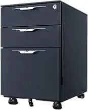 File Cabinet Mobile File Cabinet with Lock Commercial Home Office Vertical File Cabinets for Home Office(Black)