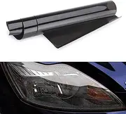 12 by 48 Inches Self Adhesive Waterproof Headlight Tail Lights, Fog Lights Dark Smoke Black-Out Vinyl Headlight Taillight Tints (Light Black)