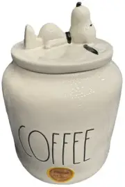 RAE DUNN PEANUTS KITCHEN CANISTER/COOKIE JAR W/SNOOPY ON LID “COFFEE” NEW