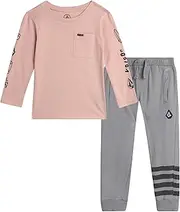 [Volcom] Baby Boys Pants Set - 2 Piece Long Sleeve Jersey Shirt and French Terry Joggers Playwear for Infant/Little Boy (12M-7)