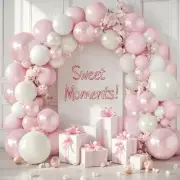 Pink White Balloons Arch Kit, Double Stuffed Pearl Pastel Light Pink Sand Whi...