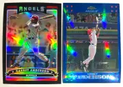 Garret Anderson Refractor 2-Card LOT | Topps Chrome Blue and Black Refractors