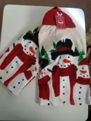 ST. NICHOLAS SQUARE SNOWMAN WITH HANGER TOWELS SET OF 2