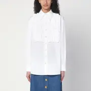 [Valentino] White cotton shirt with ruffles 42 IT White
