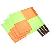 4pcs Referee Checkered Flags Stainless Steel Pole Sponge Grip Linesman Signal