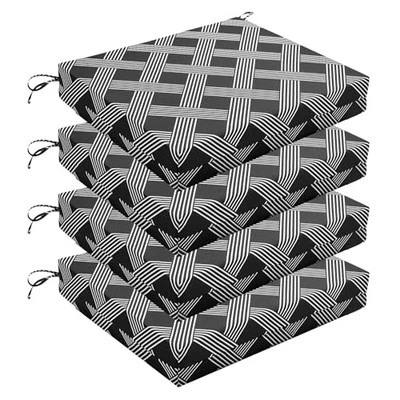 Outdoor Chair Cushions for Patio 18.5"x16"x3"(Pack of 4) Black Geometry