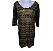 NEW Torrid Black Lace Dress Women's Drop Back Dress Black and Nude Size 2