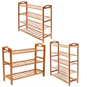 3/4/5 Tier Bamboo Shoe Rack Cabinet Storage Organiser Wooden Shelf Stand Shelves