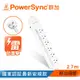 群加 PowerSync 防雷擊6開6插延長線/2.7m(PWS-EAS6627)