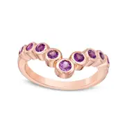 Amethyst Chevron Ring in Solid 10K Rose Gold