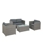 [Gardeon] Outdoor Sofa Set Wicker Rattan Couch Lounge Setting 5-Piece in Grey