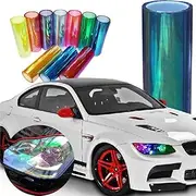 12 by 48 inches Self Adhesive Shiny Chameleon Headlights Tail Lights Fog Lights Films Film Sheet StickerTint Vinyl Film (12 X 48 Bright Dark Blue)