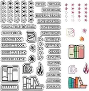CRASPIRE Diary Journal Clear Stamp for Card Making Star Rating Reading Books Words Silicone Transparent Rubber Stamps Reusable Crafting DIY Scrapbooking Photos Album Decorative Stamp