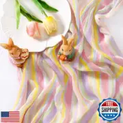 Socomi Easter Table Runner Stripe Cheesecloth Gauze 120 Inch Rustic Boho Chee