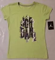 Nike Girls Air Jordan Jumpman Logo T-Shirt Lime Green 452882 EBE Size Large