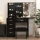 Led Lighted Vanity Set with Sliding Mirror Makeup Dressing Table 6 DrawerS 2025