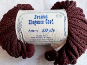 NEW VINTAGE BROWN/WINE COLOR BRAIDED ELEGANCE CORD 6mm 100yds - CRAFT MACRAME
