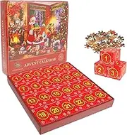 Advent Calendar Christmas Puzzle, 1008 Pieces Christmas Calendar Puzzles, 24 Days Countdown Jigsaw Puzzle, Advent Calendar Funny Puzzle Advent Calendar for Adults Kids (A set)