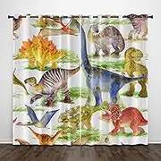 Exquisite Kids Blackout Curtains Animal Dinosaur Cartoon boy 59x65 Inch Bedroom Eyelet Thermal Insulated Room Darkening Printed Curtains for Nursery,Set of 2 Panels