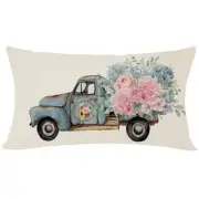 Blue Truck Hydrangea Spring Throw Pillow Covers 12x20 Inch Pink Floral