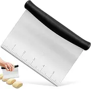 Shanghigh Dough Scraper and Cutter - Multi-Purpose Bench Scraper/Chopper with Measuring Scale, Stainless Steel Kitchen Essential Baking Cooking Tool for Bread, Pizza and Cake, Food Cutting Tool