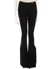 Black Cut Out Flared Trousers