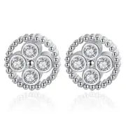 4PCS Copper Woman Fashion Jewelry Retro Hollow Round Angel Eye Stud Earrings