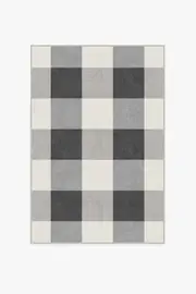 120' x 185' | Machine Washable Runner Rug | Kid & Pet Friendly | Indoor Rug | Buffalo Plaid Black & White Rug | Ruggable