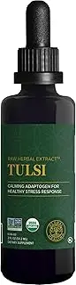 Global Healing Organic Tulsi Vegan Liquid Supplement Drops - Raw Herbal Extract Holy Basil Leaf - Bioavailable Ayurvedic Herb For Normal Stress Response, Natural Energy & Immune Support - 2 Fl oz