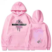 2024 Spring And Autumn Men'S And Women'S Loose Hoodies Machine Gun Kelly World Tour Peripheral Printed Casual Hoodies Pink XXL