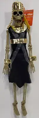 Spooky Village Hanging Skeleton Posable Egyptian Pharaoh Halloween Costume 16"