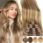 THICK Double Weft Full Head Clip in 100% Remy Human Hair Extensions Balayage US