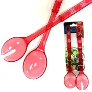 Set of 2 Plastic Utensils Salad Serving Spoon for Cooking Food Ice Kitchen