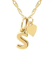 Jane Basch 14K Lowercase Initial & Heart Charm Necklace (A-Z)