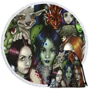 Cool Faery Folk Alliance Fantasy Creatures Round Beach Towel