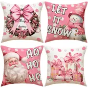 4 Pack 45cm Christmas Decorations Pillow Covers Sofa Square Throw Pillow Cases