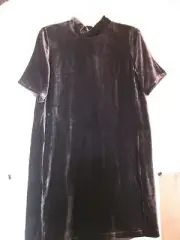 BNWT $328 Eileen Fisher Silk Rayon Velvet CHARCOAL Dress PS
