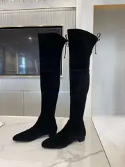 Stuart Weitzman Lowland Over The Knee Boots Black Suede Tie Back Sz 5.5