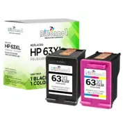 2PK Replacement For HP 63XL 1-Black & 1-Color for Envy 4520 4525 4521 4526 4511