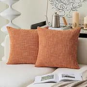 Kevin Textile Fall Pillow Covers Linen European Throw Pillow Sham Super Soft Star Autumn Decorative Cushion Cover for Bench, 20"x20" (50x50cm), Orange