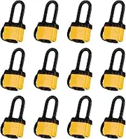 Guliffen Weatherproof Padlock with Key, 12 Pack Keyed Alike Padlocks with 2 Inch Long Shackle, Heavy Duty Gate Lock for Outdoor Use
