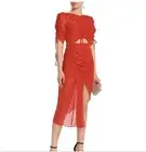 New Alice McCall I Feel It Coming Silk Midi Dress Red 0