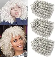 Jamaican Bounce Crochet Hair Short Ringlet Wand Curl Crochet Braids Platinum Blonde Crochet hair Jamaican Bounce 8 inch 3 Packs Jumpy Bounce Curl Crochet Hair Extensions Crochet Braiding Hair 20 Roots