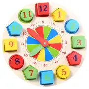 Early Learning Educational Wooden Toy Clock – Shape Sorting & Time Teaching Toy