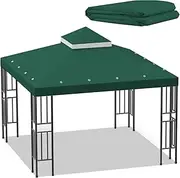 Sumfaller 10x10 FT Gazebo Replacement Canopy Top Double Tiered Canopy Top for Outdoor BBQ Roof Cover Grill Shelter (Green)